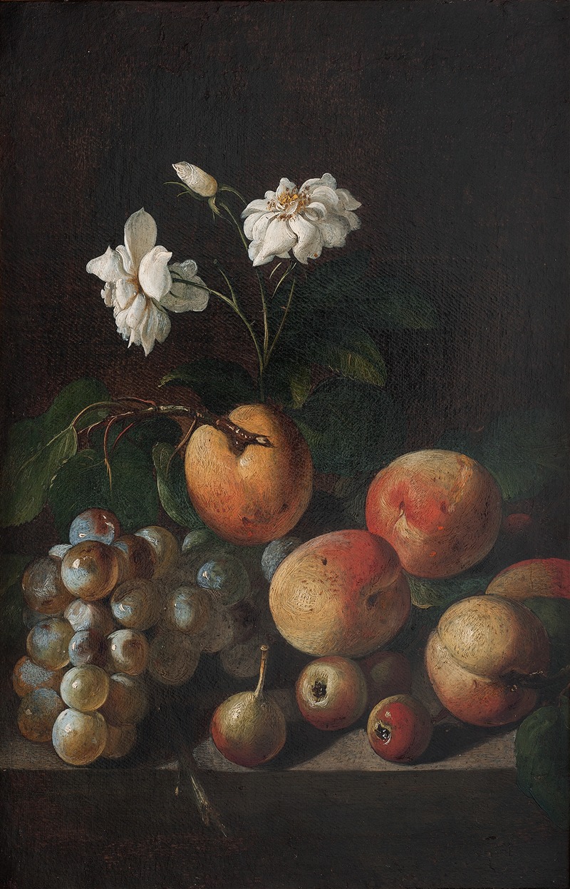 Still Life with Fruit and White Roses — Аноним