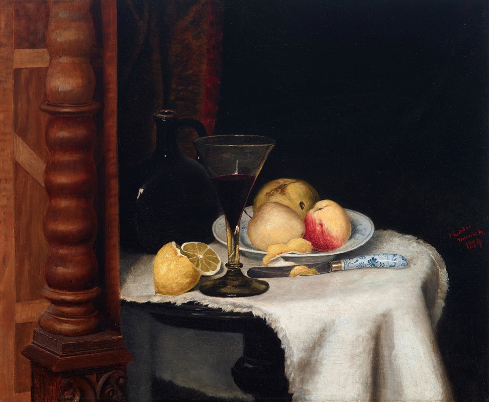 Still Life with Fruit by Уильям Генри Хаддл, 1884 — digital art print download