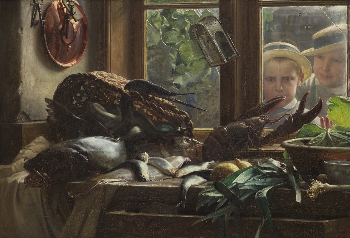 Still Life With Fish by Карл Блох, 1878 — digital art print download