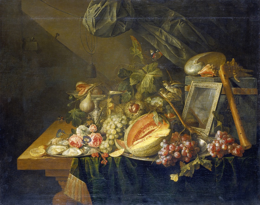 Still Life With Copulating Sparrows by Cornelis de Heem, 1657 — digital art print download