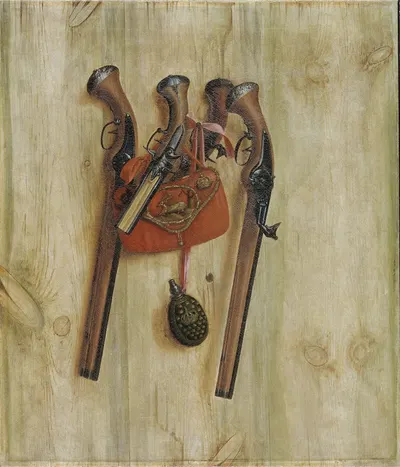 Trompe L'oeil With Pistols by Cornelius Norbertus Gijsbrechts, 1672 — digital art print download