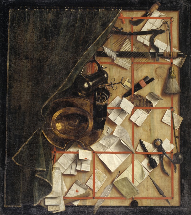Trompe L'oeil. Letter Rack With A Barber-Surgeon's Instruments — Cornelius Norbertus Gijsbrechts