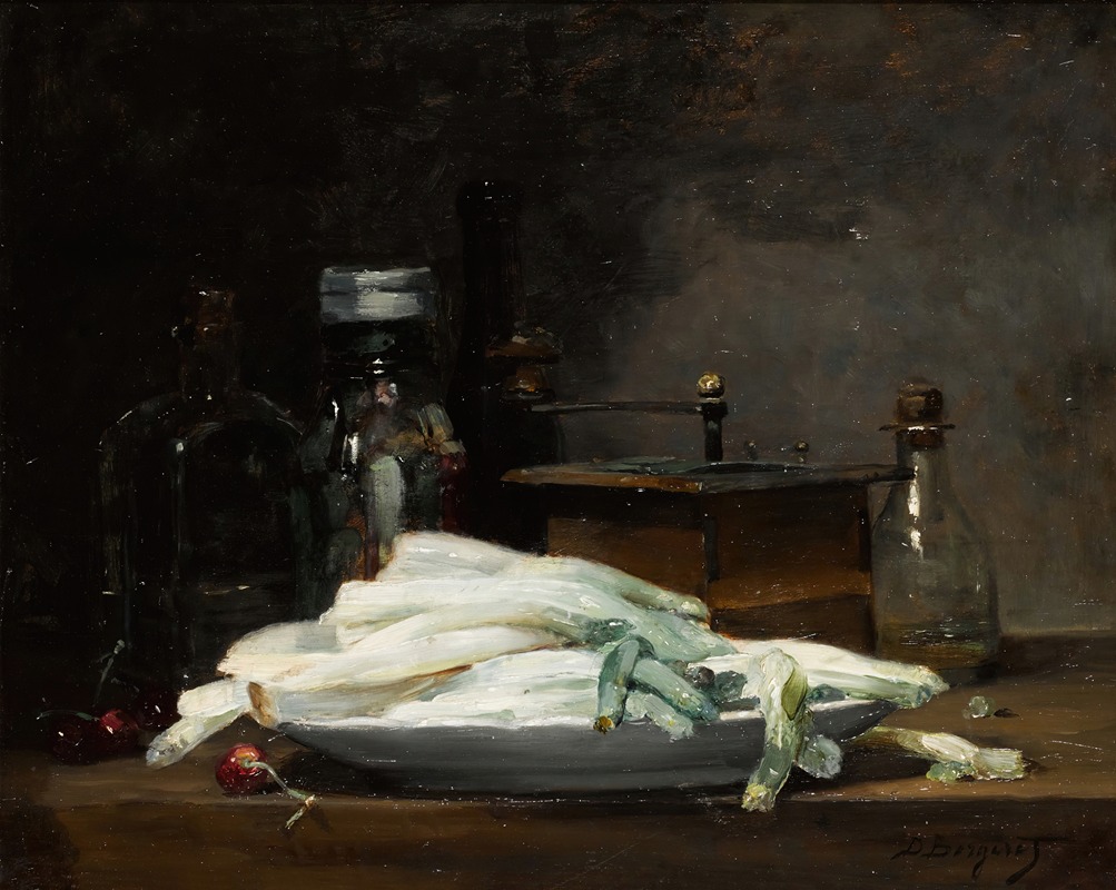 Still Life With Asparagus by Denis Pierre Bergeret — digital art print download