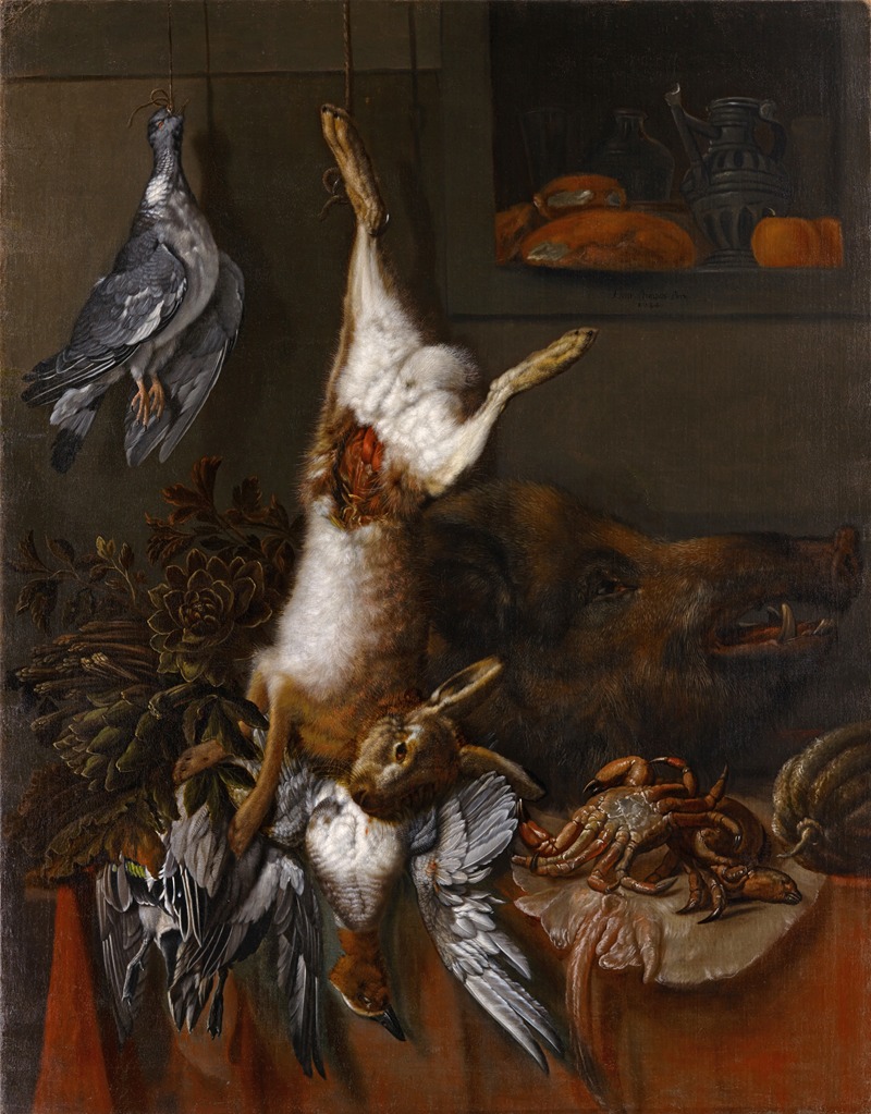Hunting Still Life With A Hare by Hinrich Stravius, 1684 — digital art print download