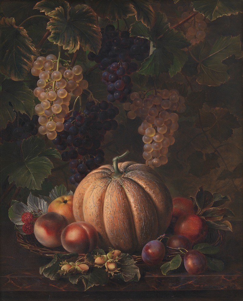 Various Fruits, Including Melon And Grapes by Johan Laurentz Jensen, 1852 — digital art print download