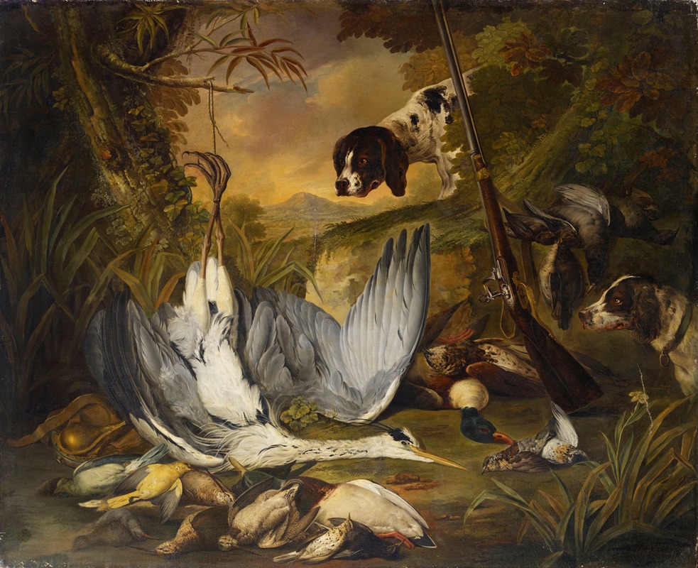 Still Life With Dogs by Jacob Xaver Vermoelen, 1696 - 1773 — digital art print download