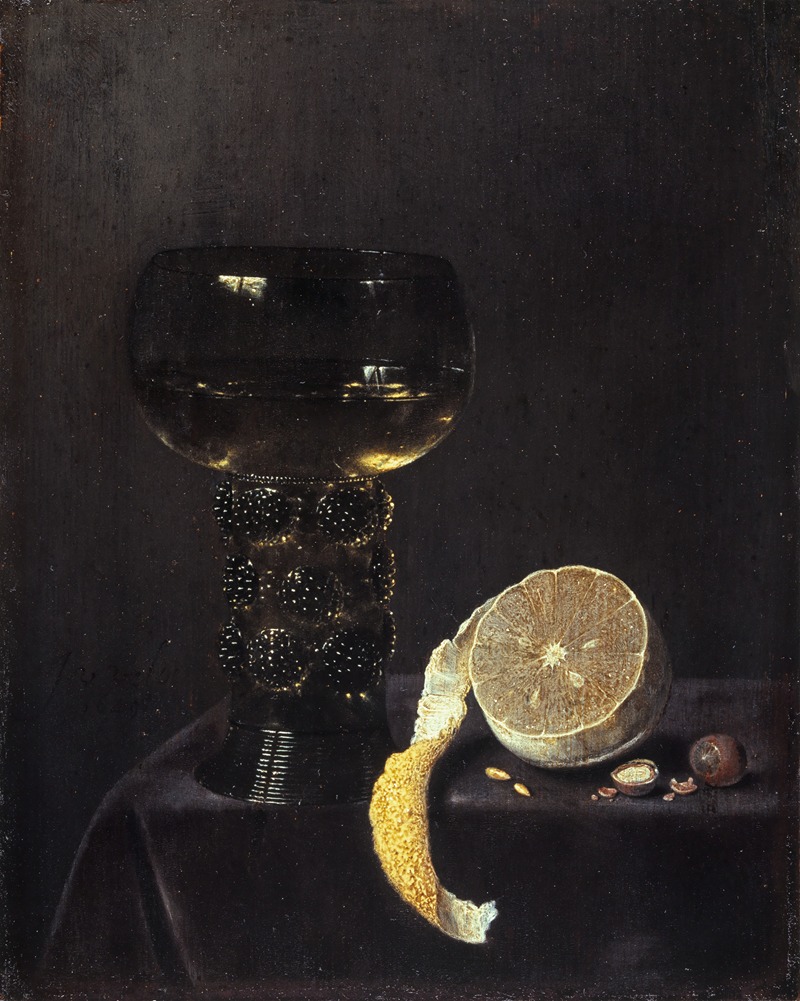 Still Life With Wine Glass And Cut Lemon — Jan Jansz. van De Velde III