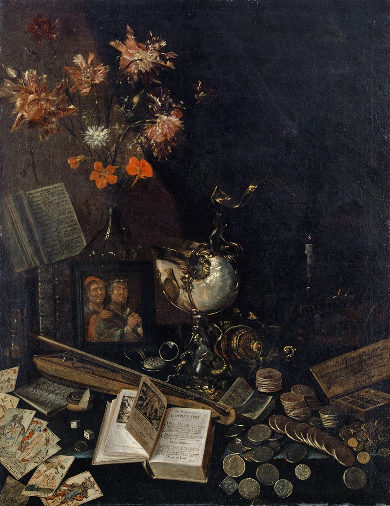 Vanitas Still Life by Johann Rudolf Loutherburg, 1697 — digital art print download