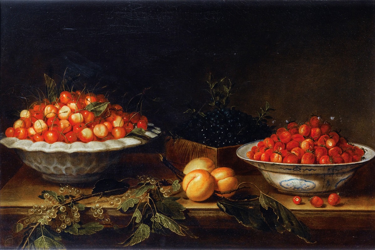 Still Life With Plate Of Cherries — Joseph Plepp