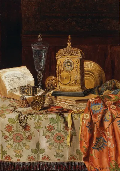 Stillleben Mit Antiquitäten by Max Schödl, 1880 — digital art print download