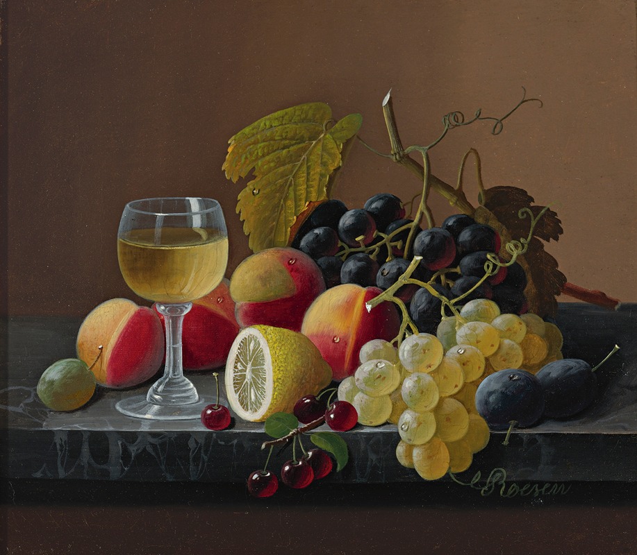 Still Life Of Fruit With Lemon — Severin Roesen