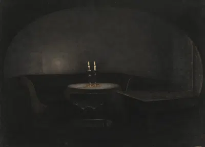 Interior. Artificial Light by Vilhelm Hammershøi, 1909 — digital art print download