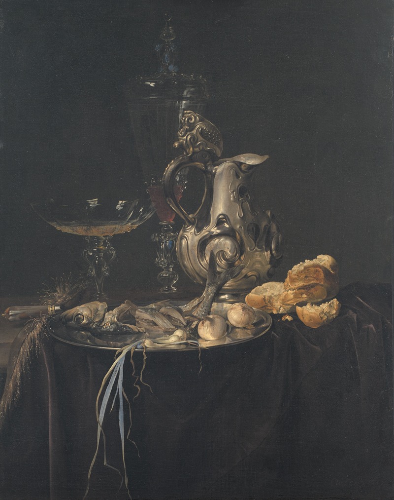 Still Life. Breakfast Piece With A Silver Jug — Willem van Aelst