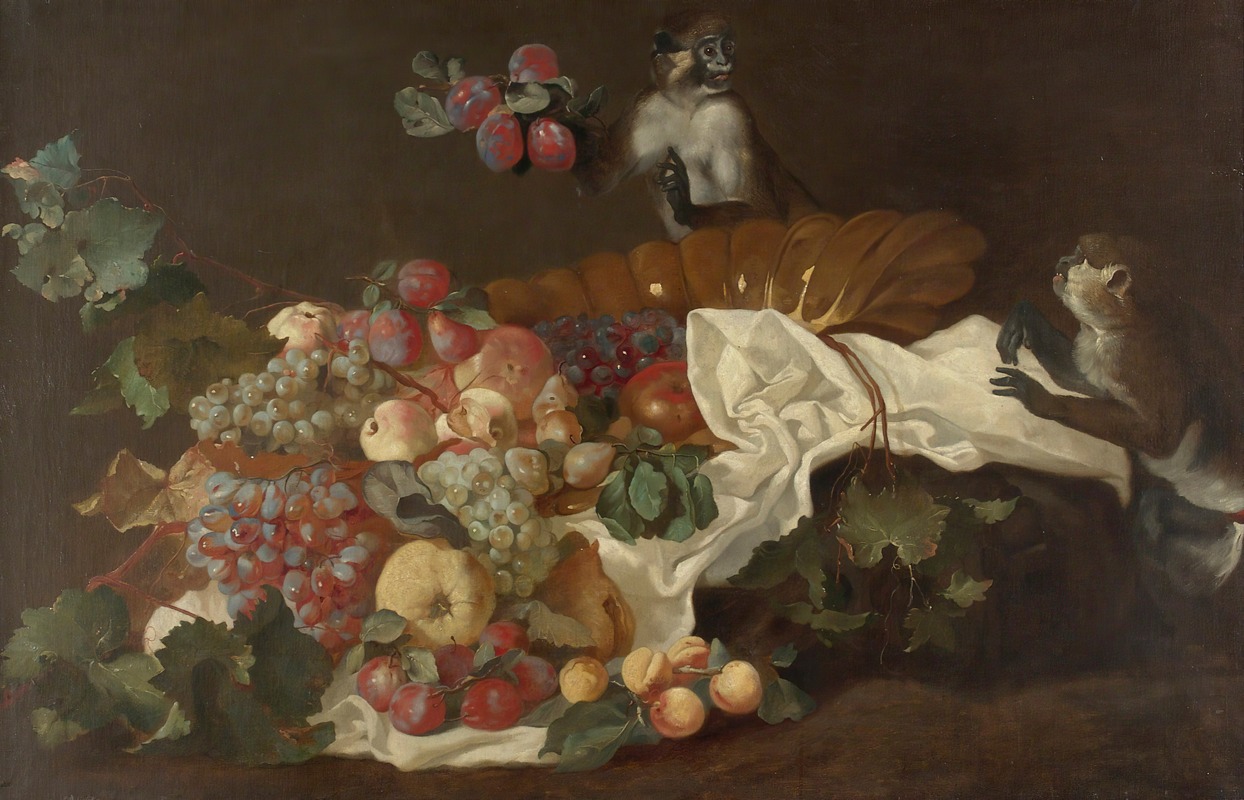 Fruits And Monkeys by Wladimir Swertschkoff, 1842 - 1866 — digital art print download