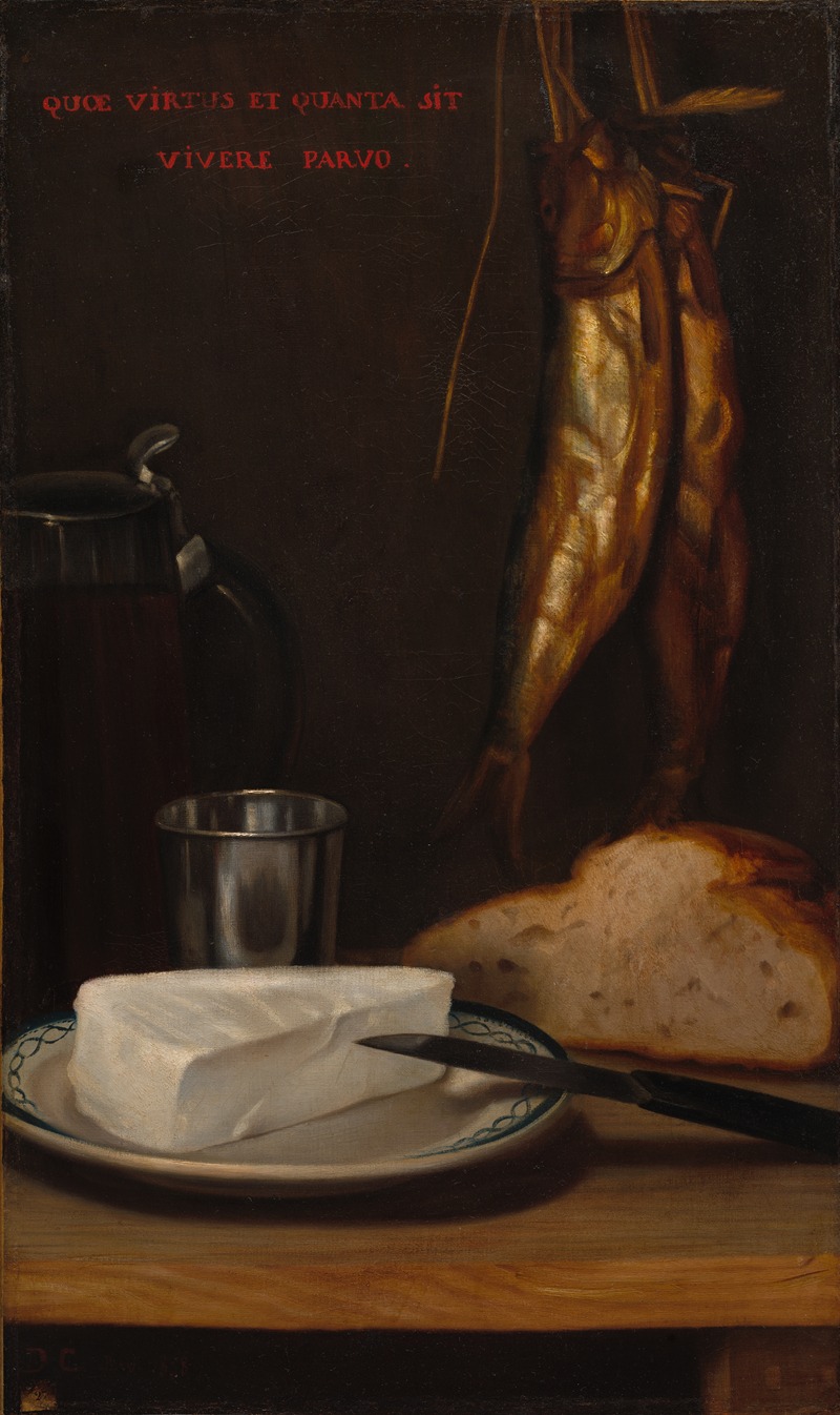 Still Life with Herring, Bread, and Cheese by Александр-Габриэль Декамп, 1858 — digital art print download