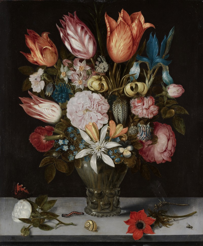 Flowers in a Glass by Ambrosius Bosschaert the Elder, 1606 — digital art print download