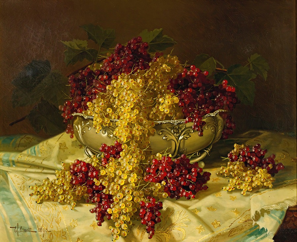 Still Life With Red And White Currants by Edward Chalmers Leavitt, 1890 — digital art print download