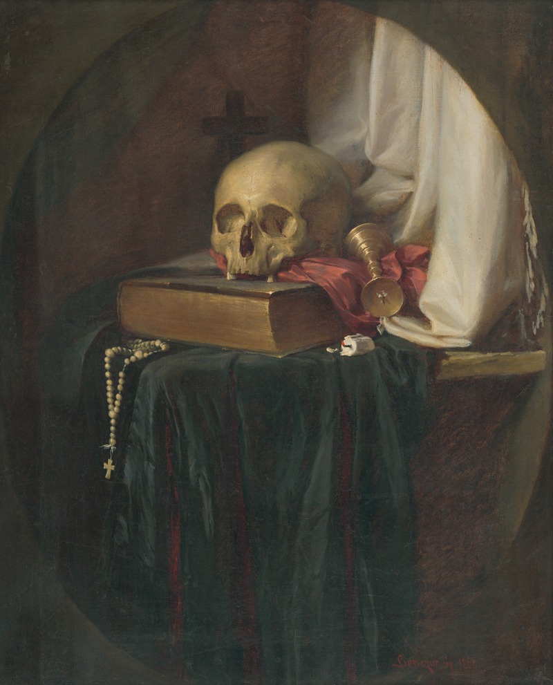 Still life with a skull and a book — Гюла Бенцур
