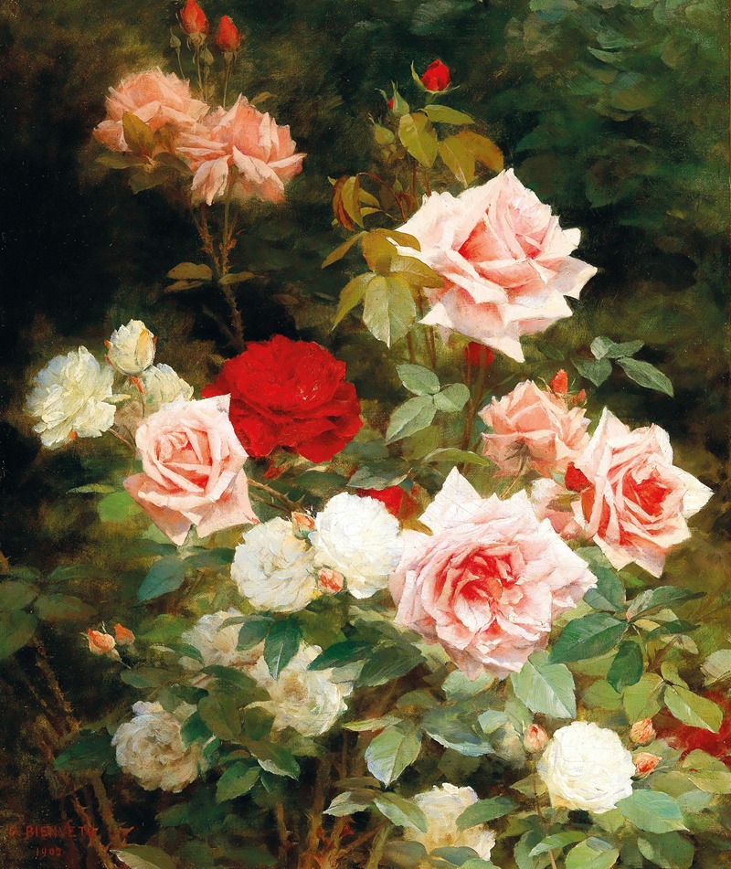 A Rose Garden by Gustave Bienvetu, 1902 — digital art print download