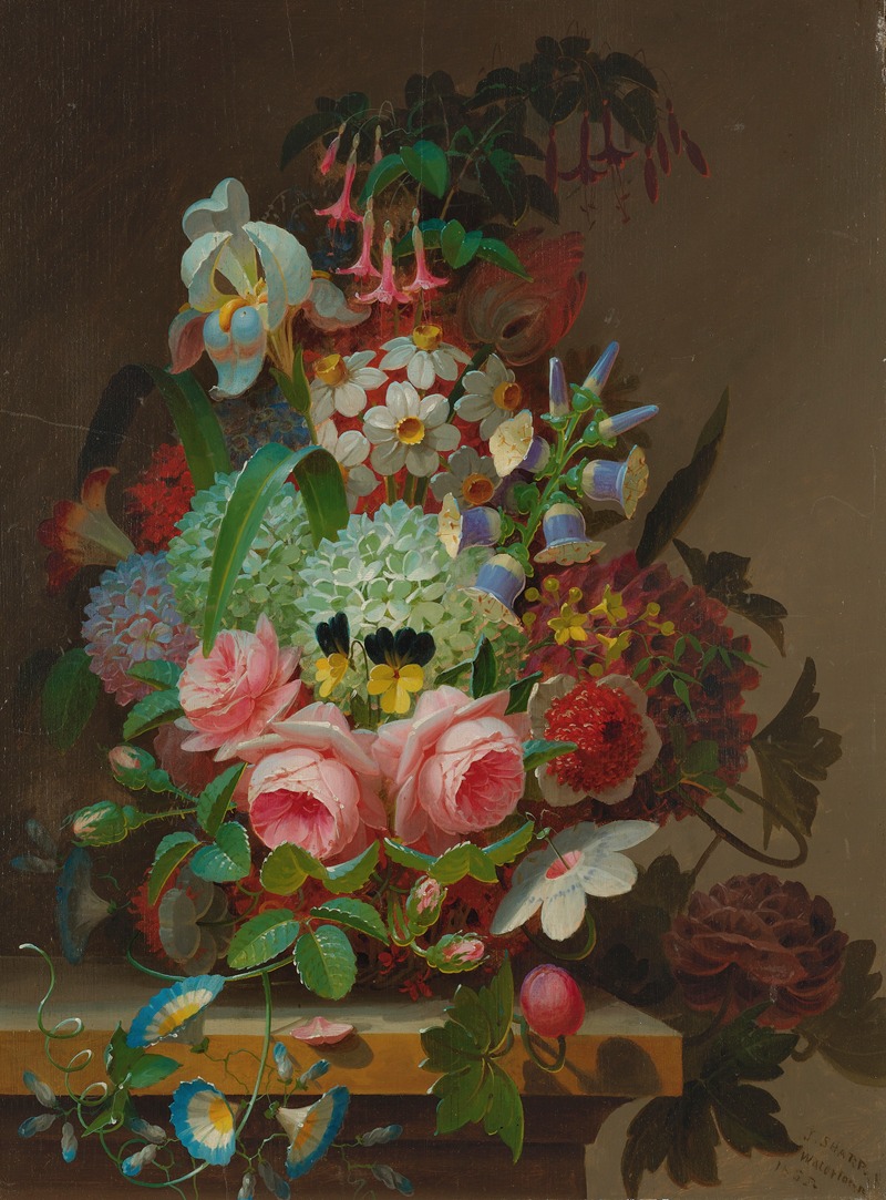 Floral Still Life by James C. Sharp, 1855 — digital art print download