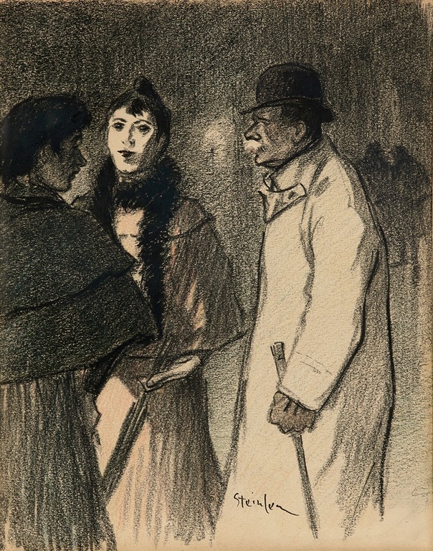 Conversation dans la rue le soir by Теофиль Александр Стенлен — digital art print download