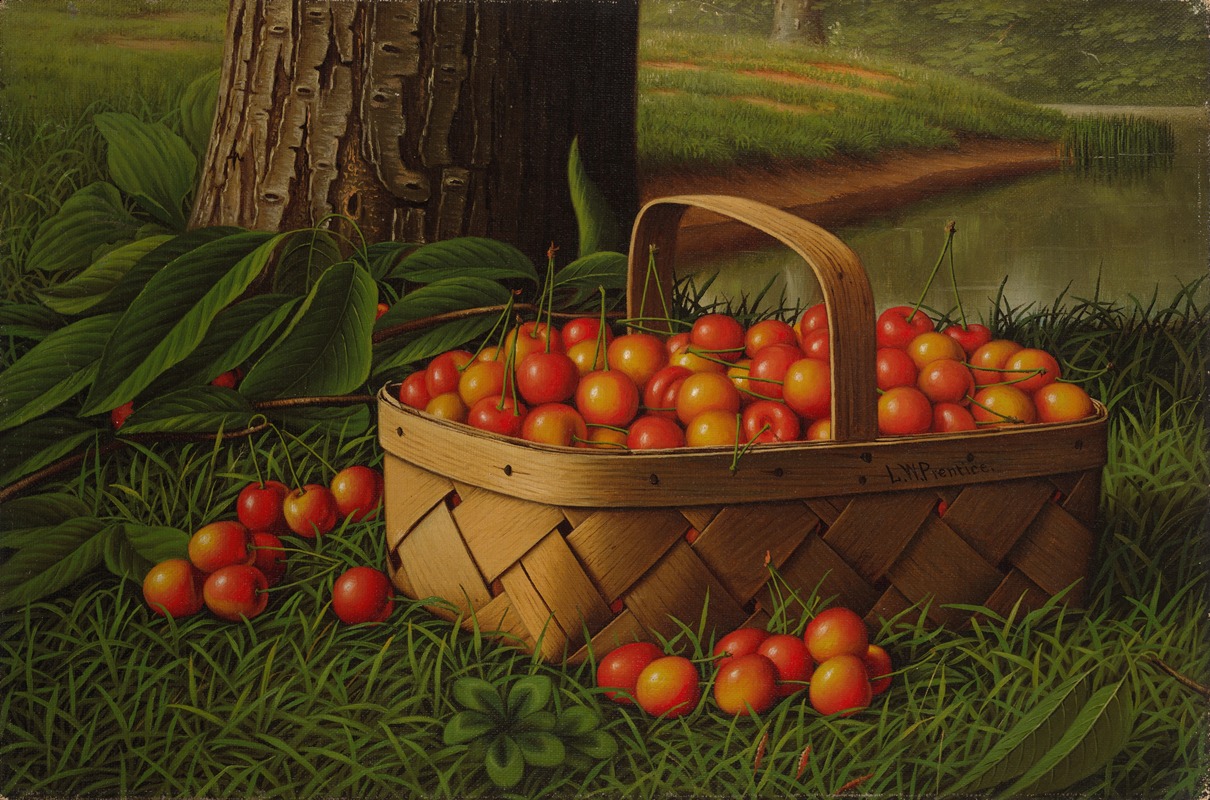 Cherries in a Basket by Леви Уэллс Прентис — digital art print download