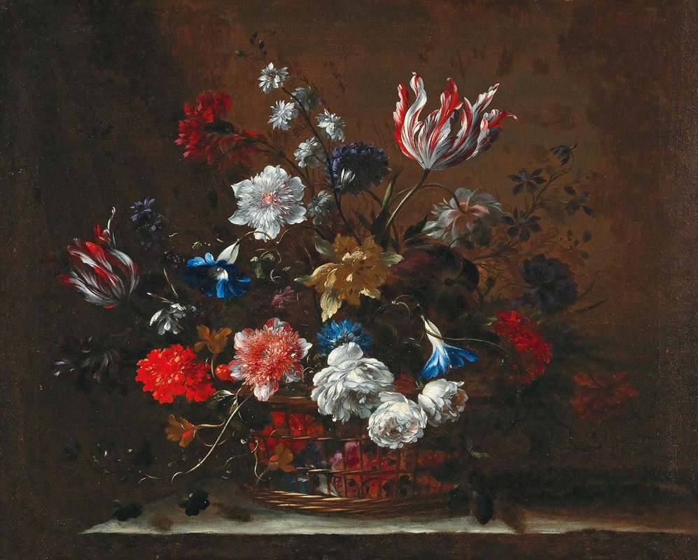 Flowers in a basket by Nicolas Baudesson — digital art print download