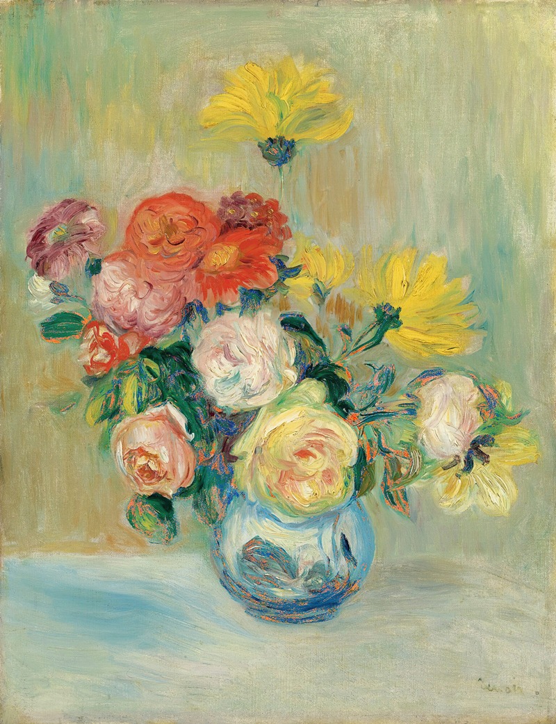 Vase De Roses Et Dahlias — Pierre-Auguste Renoir