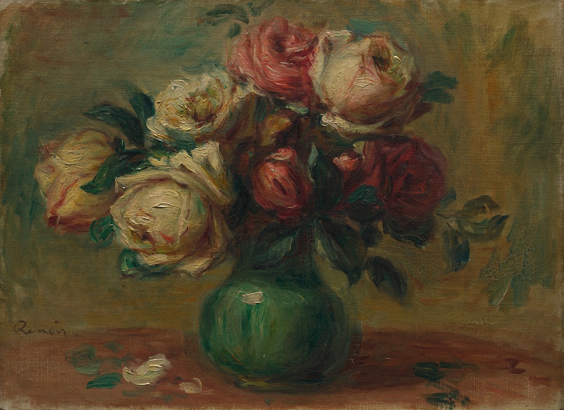 Roses in a Vase by Пьер-Огюст Ренуар, c. 1890 — digital art print download