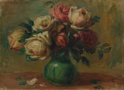Roses in a Vase by Пьер-Огюст Ренуар, c. 1890 — digital art print download