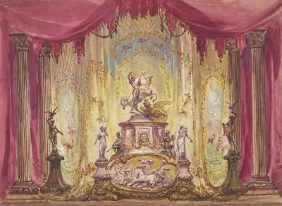 Stage Set with a Statue Of Saint George Slaying the Dragon by Роберт Кэни — digital art print download