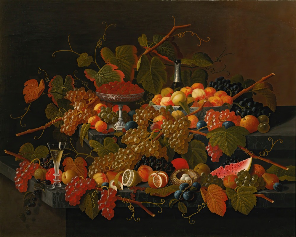 Still Life With Fruit And Champagne — Severin Roesen