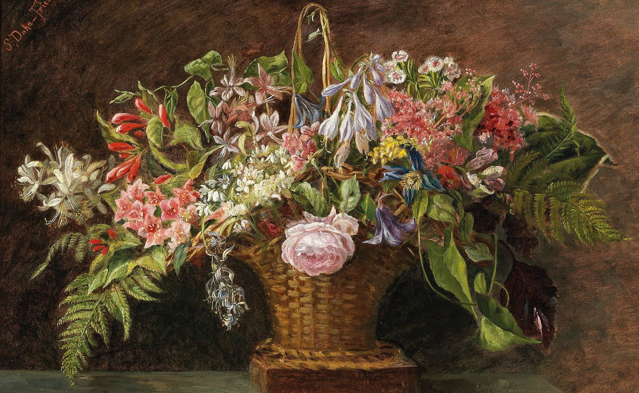 A Basket with Alpine Flowers by Sophie Dahn-Fries — digital art print download