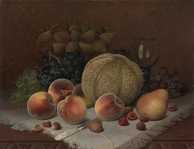 Still Life with Cantaloupe by Уильям Мейсон Браун, c. 1880 — digital art print download