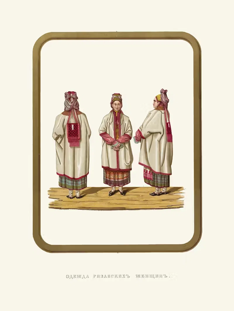 Одежда рязанских женщин. by Фёдор Григорьевич Солнцев, 1849 - 1853 — digital art print download