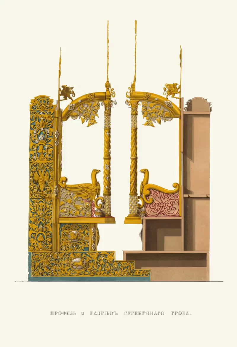 Профиль и разрез серебряного трона by Фёдор Григорьевич Солнцев, 1849 - 1853 — digital art print download