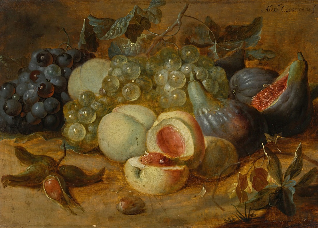 Still life with peaches and figs by Alexander Coosemans — digital art print download