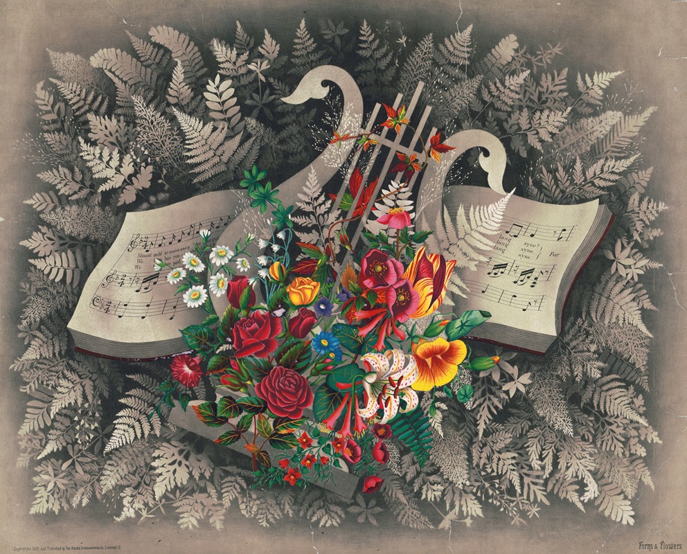 Ferns & flowers by Аноним, 1885 — digital art print download