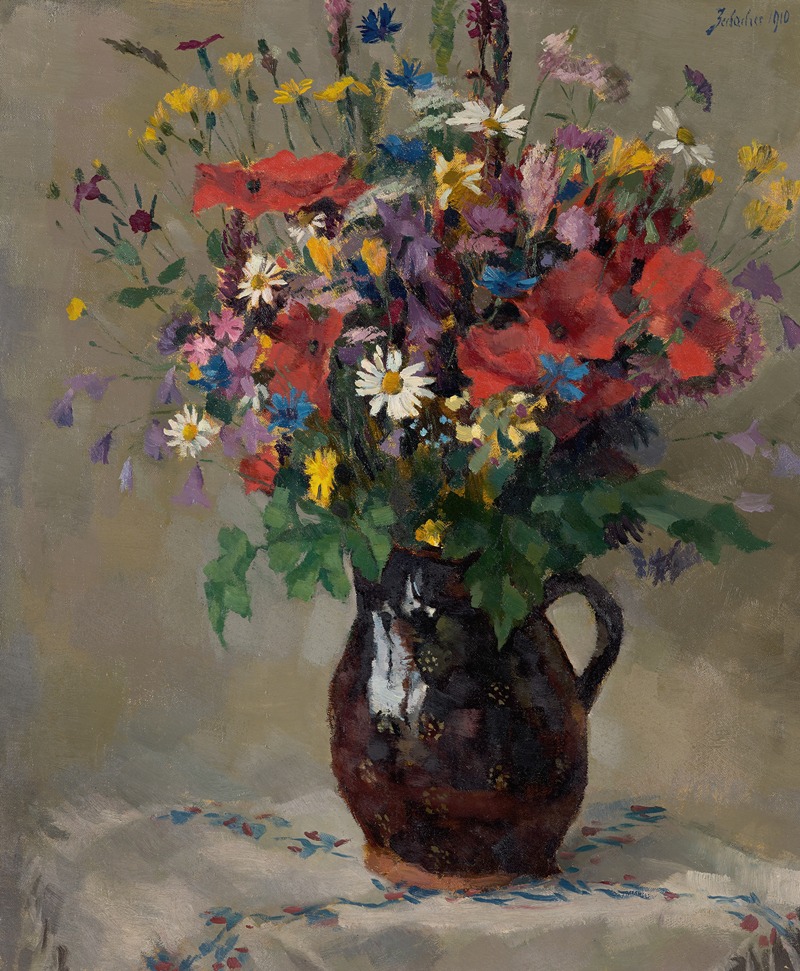 Wiesenblumen in Krug by Фердинанд Маттиас Церлахер, 1910 — digital art print download