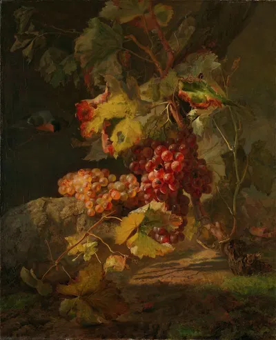 Still Life with Grapes by Франц Дидерик Бё, 1852 — digital art print download