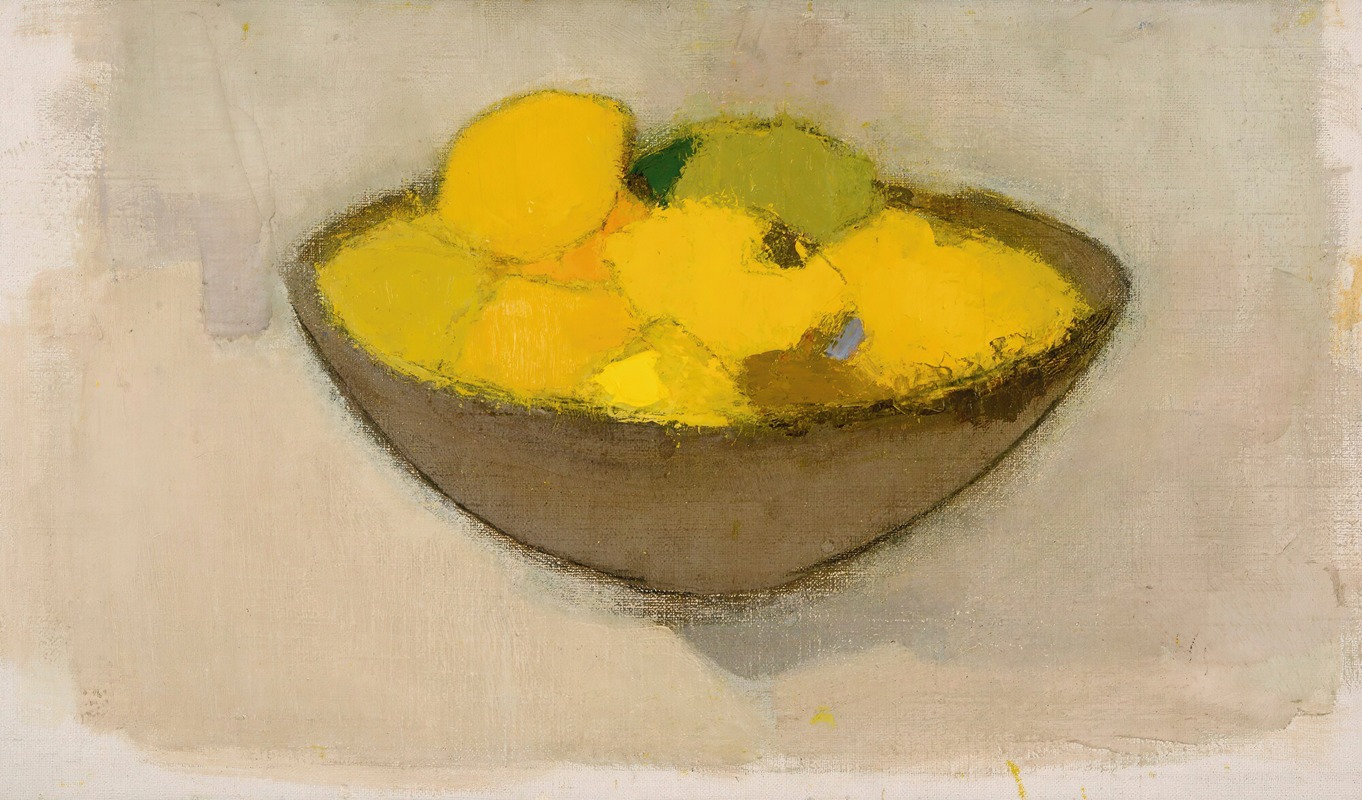 Lemons in a bowl by Хелена Шьерфбек — digital art print download