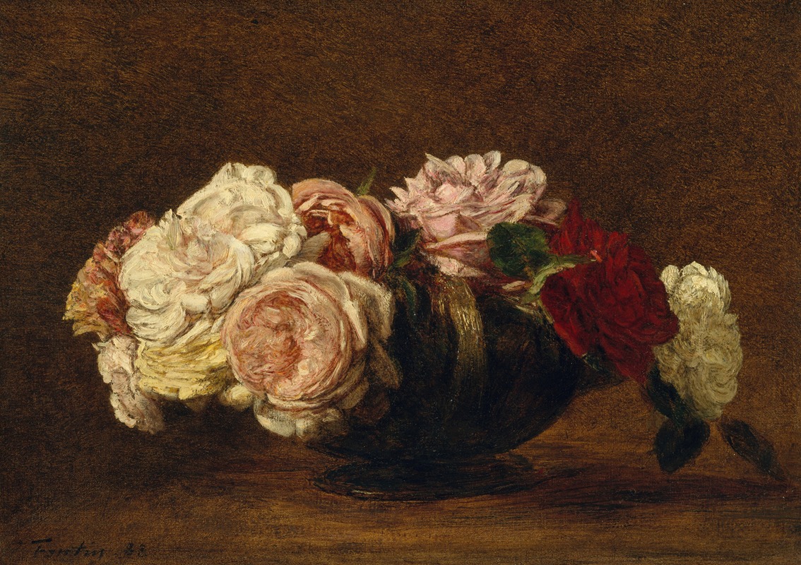 Roses in a Bowl by Анри Фантен-Латур, 1883 — digital art print download