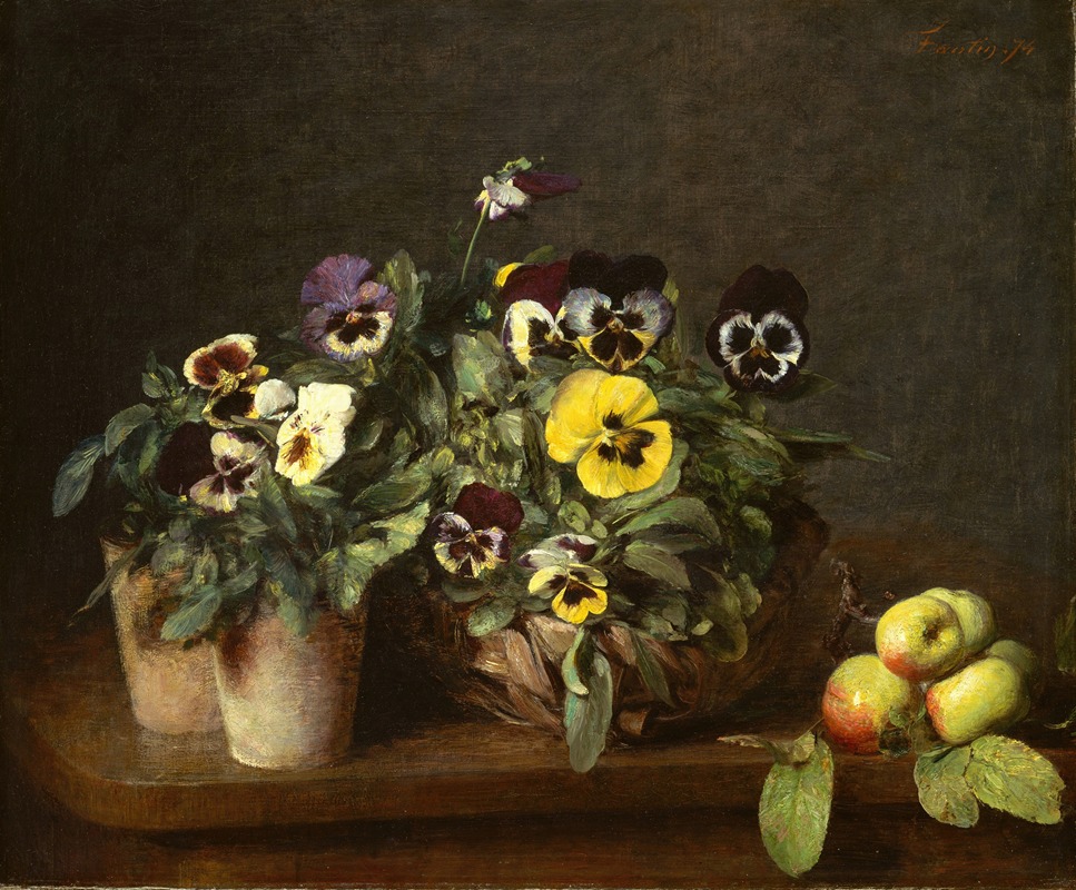 Still Life with Pansies by Анри Фантен-Латур, 1874 — digital art print download