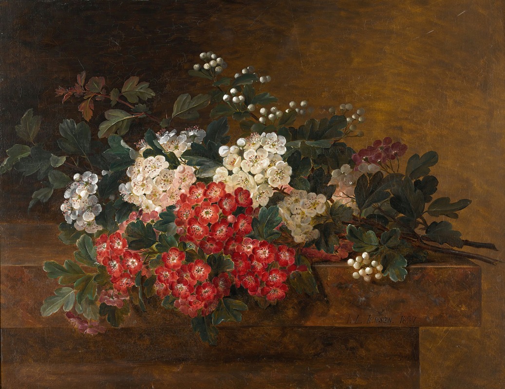 Still Life with Hawthorn Blossom — Johan Laurentz Jensen