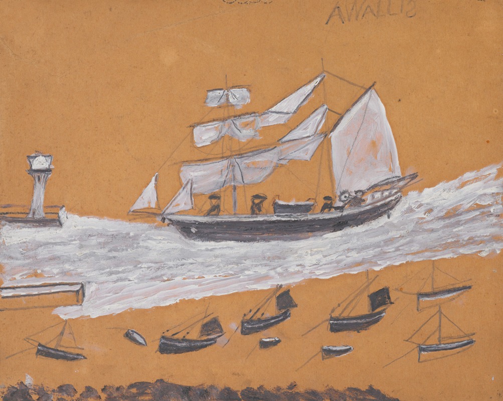 Two-master and fishing fleet by Альфред Уоллис — digital art print download