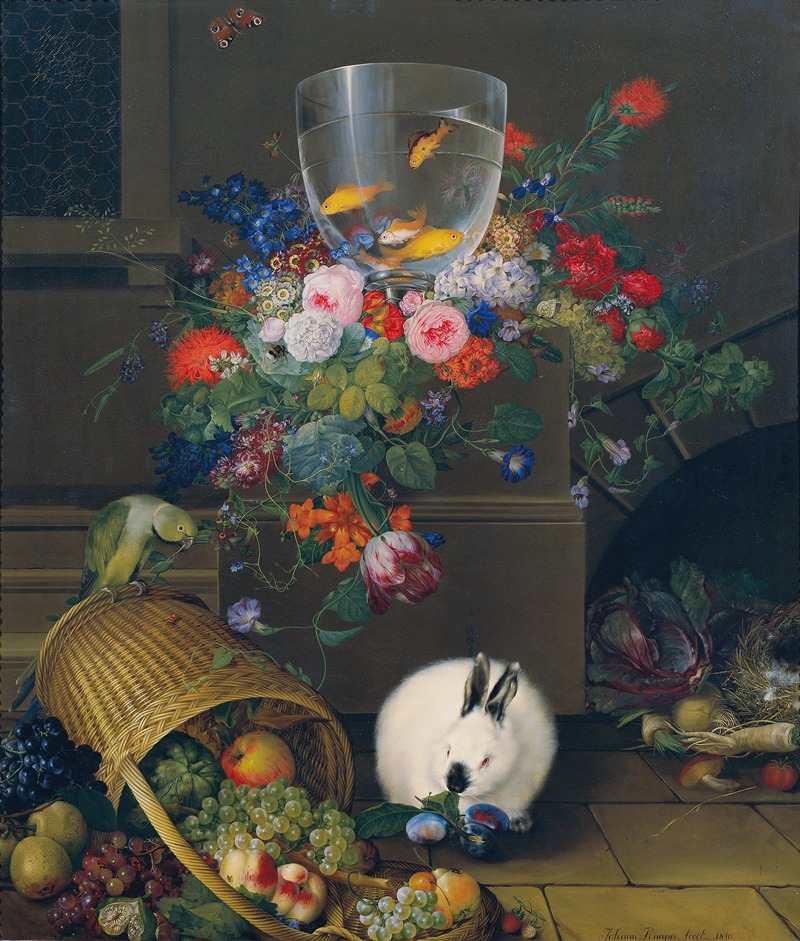 Stillleben mit Goldfischglas by Johann Knapp, 1810 — digital art print download