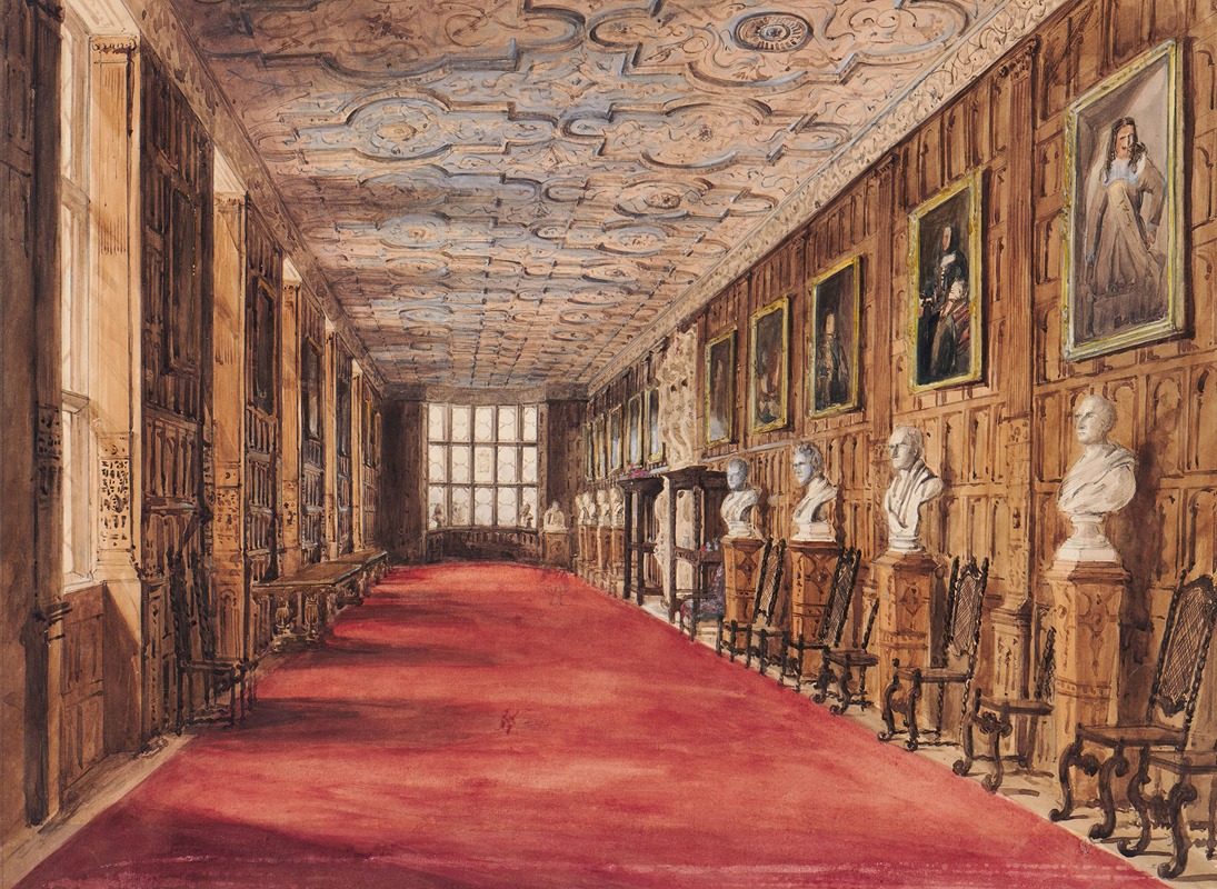Aston Hall The Long Gallery by Katherine Muirhead, 1847 — digital art print download