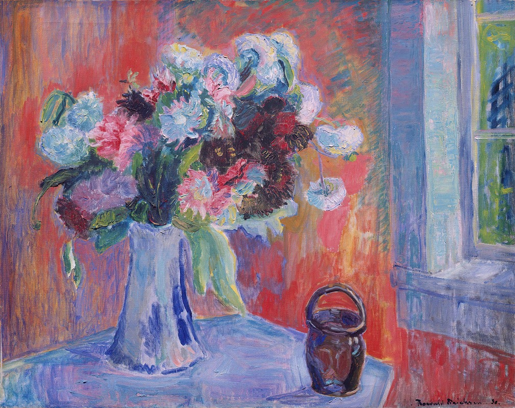 Flower Vase in red Interior by Торвальд Эрихсен, 1930 — digital art print download