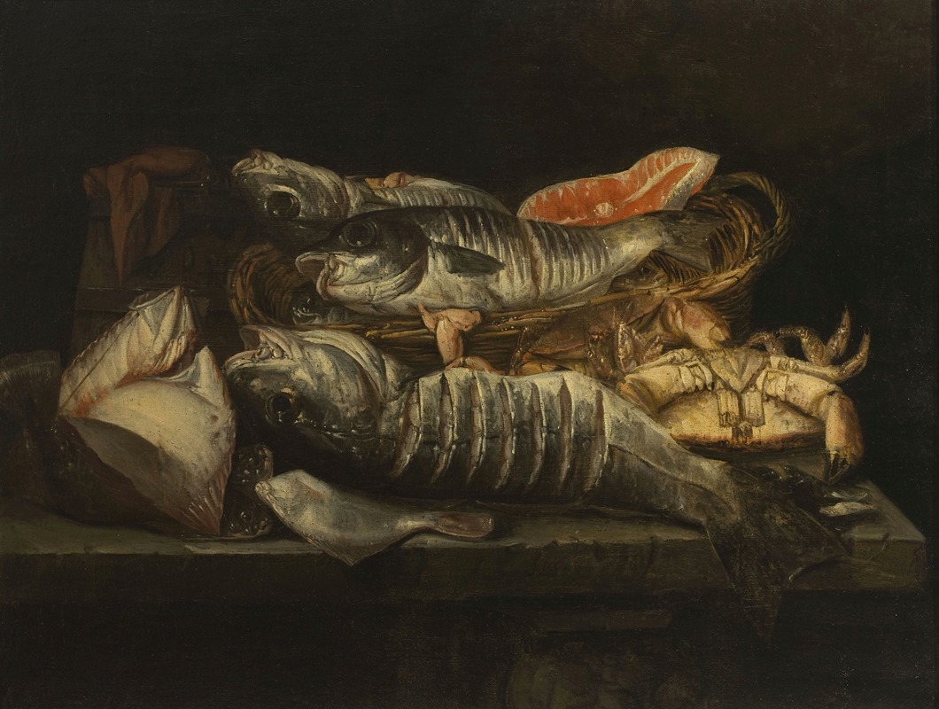 Still Life with Fish and Crustaceans on a Table — Abraham van Beyeren