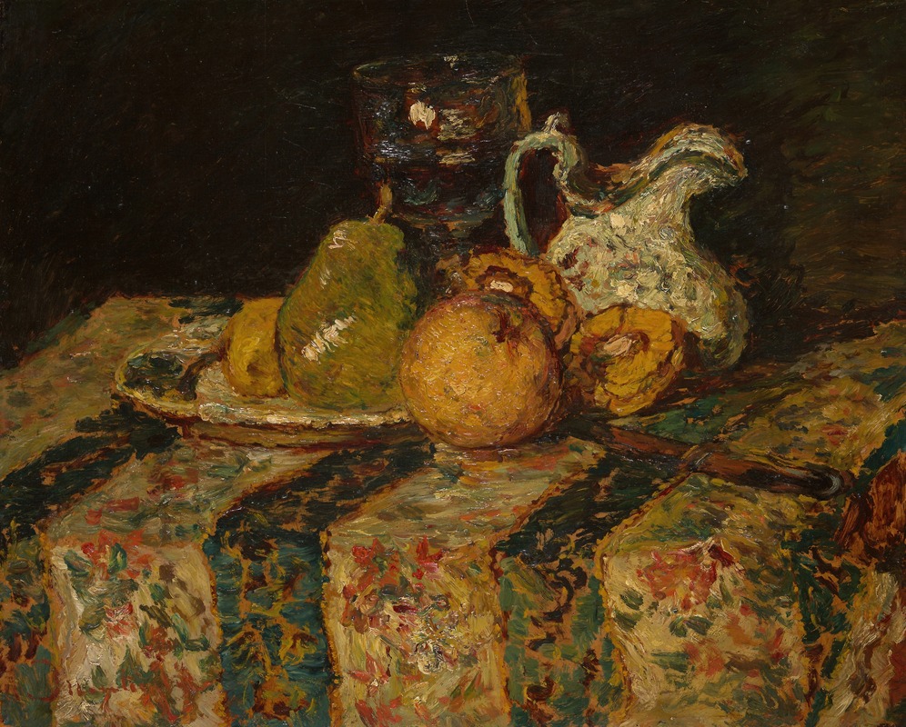 Still Life With Fruit And Wine Jug by Адольф Монтичелли, 1874 — digital art print download